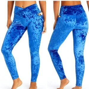 FABLETICS NWT High Waist Crushed Velour Crossover Leggings *Celeste Medium